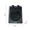 'Steba FH 504' Heater, black, dimensions: 23 cm tall, 19 cm wide, 12 cm deep. Top surface with two rotary knobs for control.