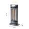 A black, upright heating radiator with visible heating elements. Labelled 'CH 1 ECO'. Dimensions: 69.5 cm high, 38 cm wide, 24 cm deep.