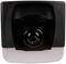 An automatic soap dispenser in a black plastic casing, ideal for contactless hand sanitisation in public washrooms.