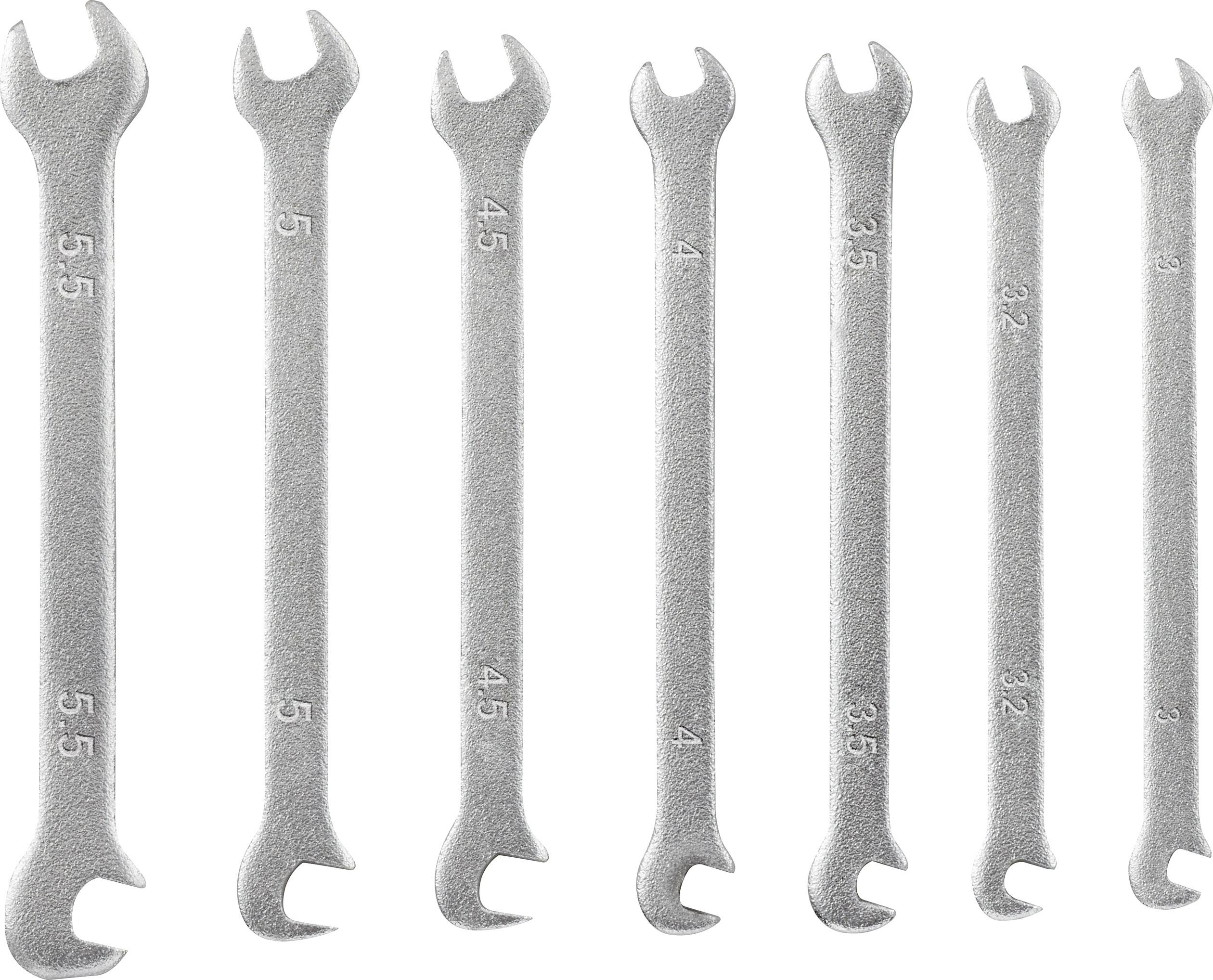 TOOLCRAFT TO-4985421 Double-ended open ring spanner set 7-piece Spanner size (metric) 3 - 5.5 mm