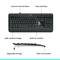 Keyboard with easily readable keys, wrist rest, splash-proof design, adjustable feet and multimedia controls.