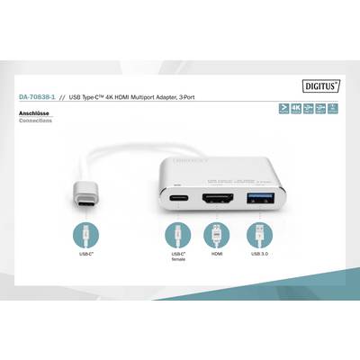 Digitus DA-70838-1 HDMI / USB Adapter [1x USB 3.2 1st Gen connector C (USB 3.0) - 1x HDMI socket, USB 3.2 1st Gen port A-4