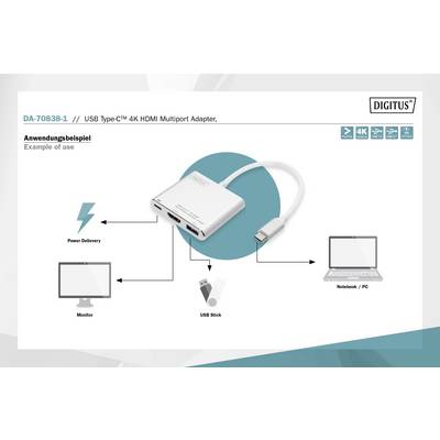 Digitus DA-70838-1 HDMI / USB Adapter [1x USB 3.2 1st Gen connector C (USB 3.0) - 1x HDMI socket, USB 3.2 1st Gen port A-5