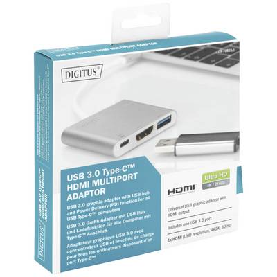 Digitus DA-70838-1 HDMI / USB Adapter [1x USB 3.2 1st Gen connector C (USB 3.0) - 1x HDMI socket, USB 3.2 1st Gen port A-1