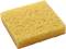 A yellow, square cleaning sponge with a porous surface. Used for cleaning or absorbing liquids.