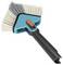 A triangular hand brush with an angled head, blue bristles and a black handle. Perfect for cleaning corners.