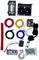 Various parts and cables for installing electrical accessories. Includes hooks, remote control, screws and mounting brackets.