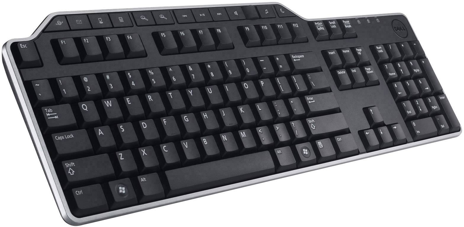 A black computer keyboard with a standard QWERTZ layout and extended keys such as arrow keys and a numeric keypad.