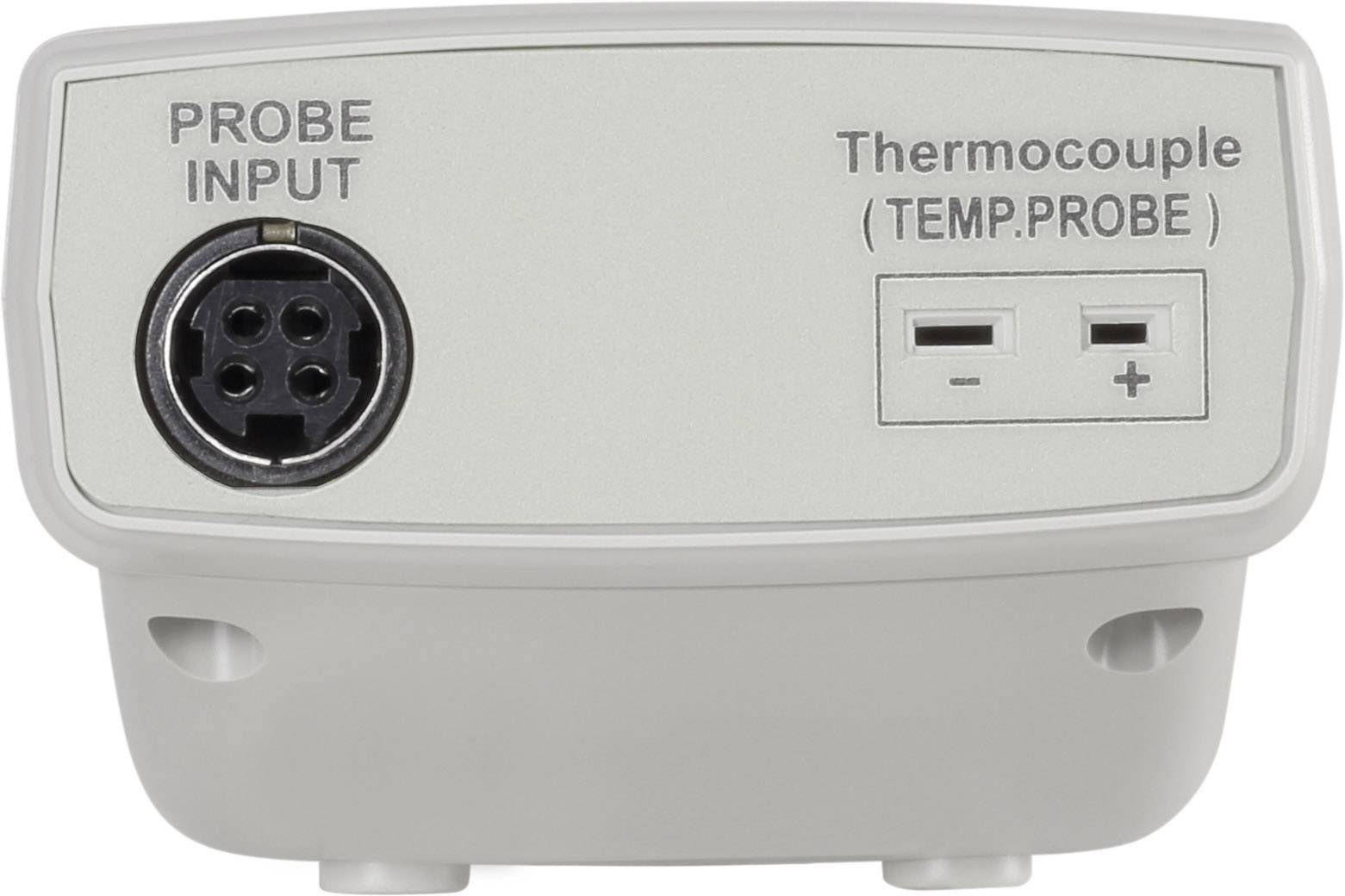 A device for temperature measurement with connections for thermocouple and temperature sensor, labelled with 'PROBE INPUT' and 'Thermocouple (TEMP. PROBE)'.