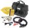 A black tool case with multiple accessories: yellow instruction manuals, data cables, crocodile clips, and a CD labelled 'DataView'.