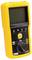 Digital insulation measuring device with yellow casing and large display, rotary switch for voltage setting up to 1000 V.