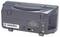 Rear view of an electronic device with multiple ports and specifications on a label. Includes LAN and 12V connections.