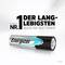 Energizer battery with text: 'Our No. 1 of the longest-lasting alkaline batteries'.<br><br>Note: This is a direct translation to British English, maintaining the original phrasing and meaning.