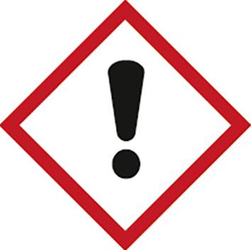 A red diamond symbol with a black exclamation mark on a white background, indicating potential hazards.