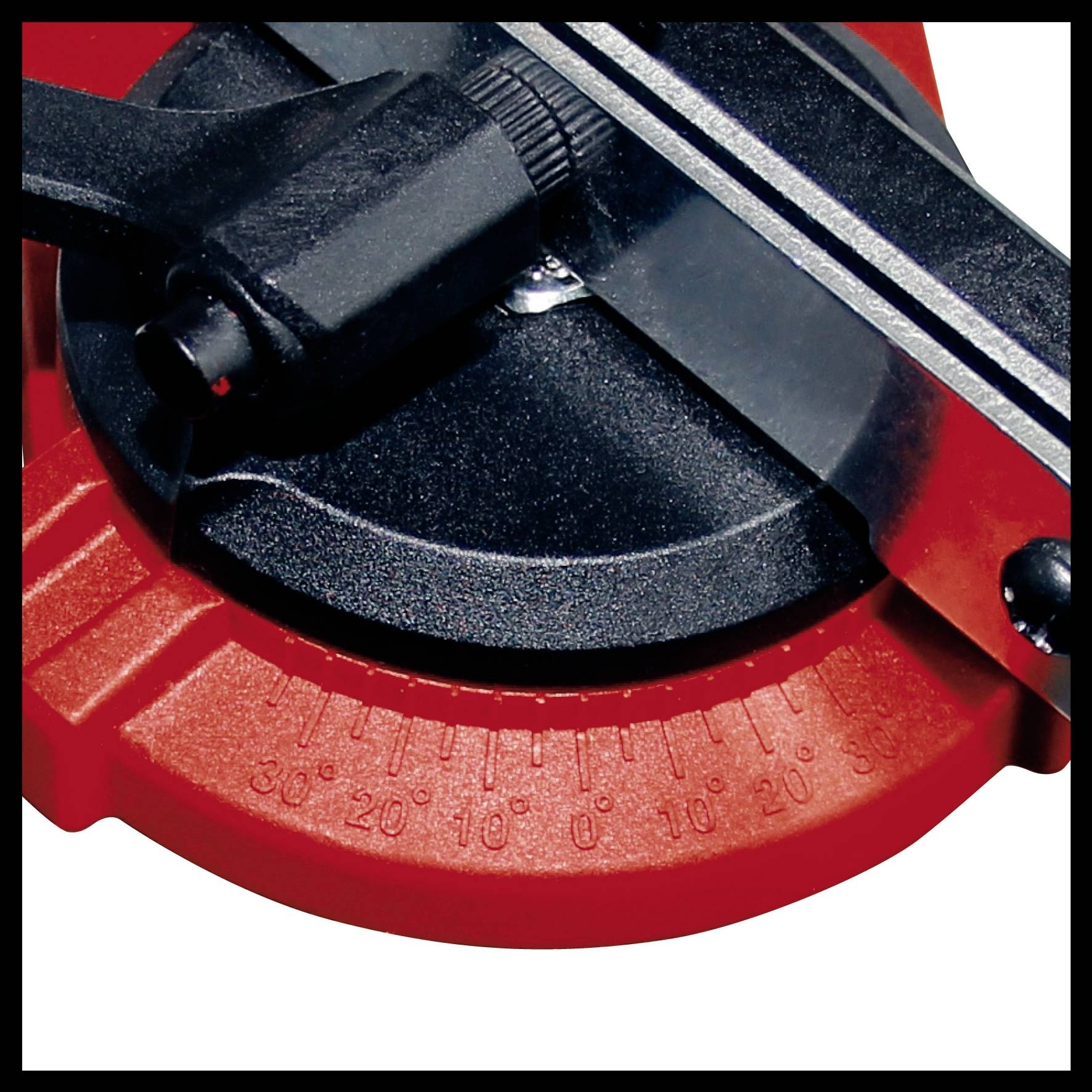 Red angle measurer with black measurement scale shows precise angle measurements in 5-degree increments. Ideal for precise cutting work.