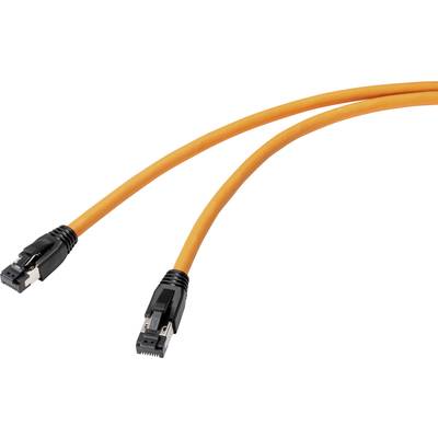 Renkforce RF-4769898 RJ45 Network cable, patch cable CAT 8.1 S/FTP 0.30 m Orange gold plated connectors, incl. detent 1 