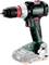 A cordless drill driver with a Metabo logo, green-black-red, with battery on the underside, suitable for DIY work.