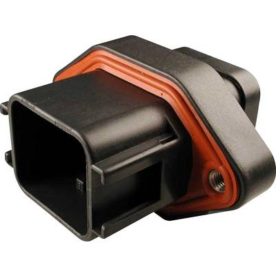 A rectangular black sensor with an orange sealing element, likely a component of a vehicle system for data collection or control.