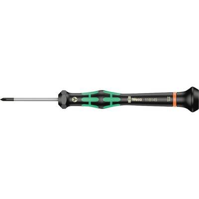 Screwdriver with a black handle, green accents and the inscription 'Wera 1160/45'.