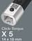 Torque wrench extension labeled 'Click-Torque X 5', size '14 x 18 mm', shown with a QR code on the metallic end.