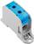 A blue electrical terminal block in a grey housing, used for securely connecting cables in electrical systems.