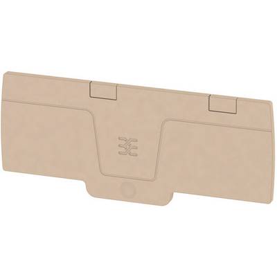 Brown, rectangular plastic cover with an embossed logo in the centre.