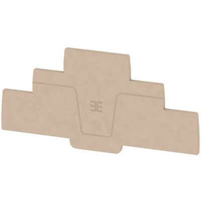 Beige, three-layered, trapezoidal component with a central symbol.