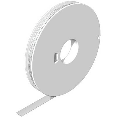 A large, round plastic reel with a slot through which a flat, elongated tape protrudes. The reel appears to be labelled.