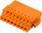 An orange plastic multi-socket plug with two side screws. It is commonly used in electrical installations.