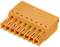 An orange multi-pin connector, suitable for electrical connections in circuits and devices.