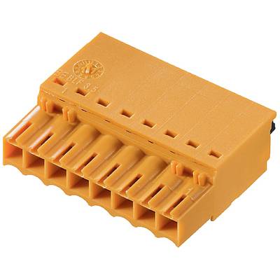 An orange multi-pin connector suitable for electrical connections in electronics projects. Shows a side view.