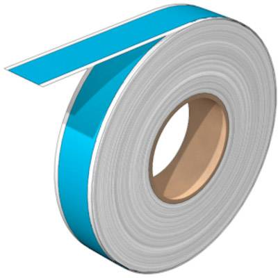 A roll of bluish adhesive tape, partially unrolled, against a white background.