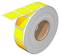A roll of bright yellow rectangular labels that can be used for marking or labelling.