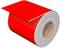 Roll of red metal tape, partially unrolled, on a white background.