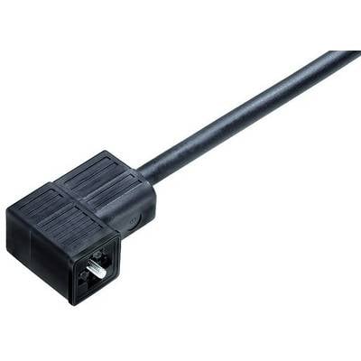Black electric plug connector, rectangular in shape, showing the pins and plastic casing.