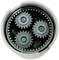 Three small gears surround a larger gear in a circular housing, typical of a planetary gearbox.