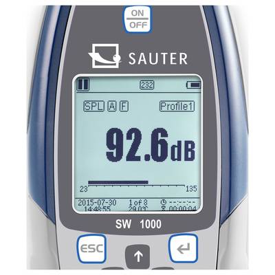 A sound level meter displays '92.6 dB' on the display. Additional information includes date, time and settings.