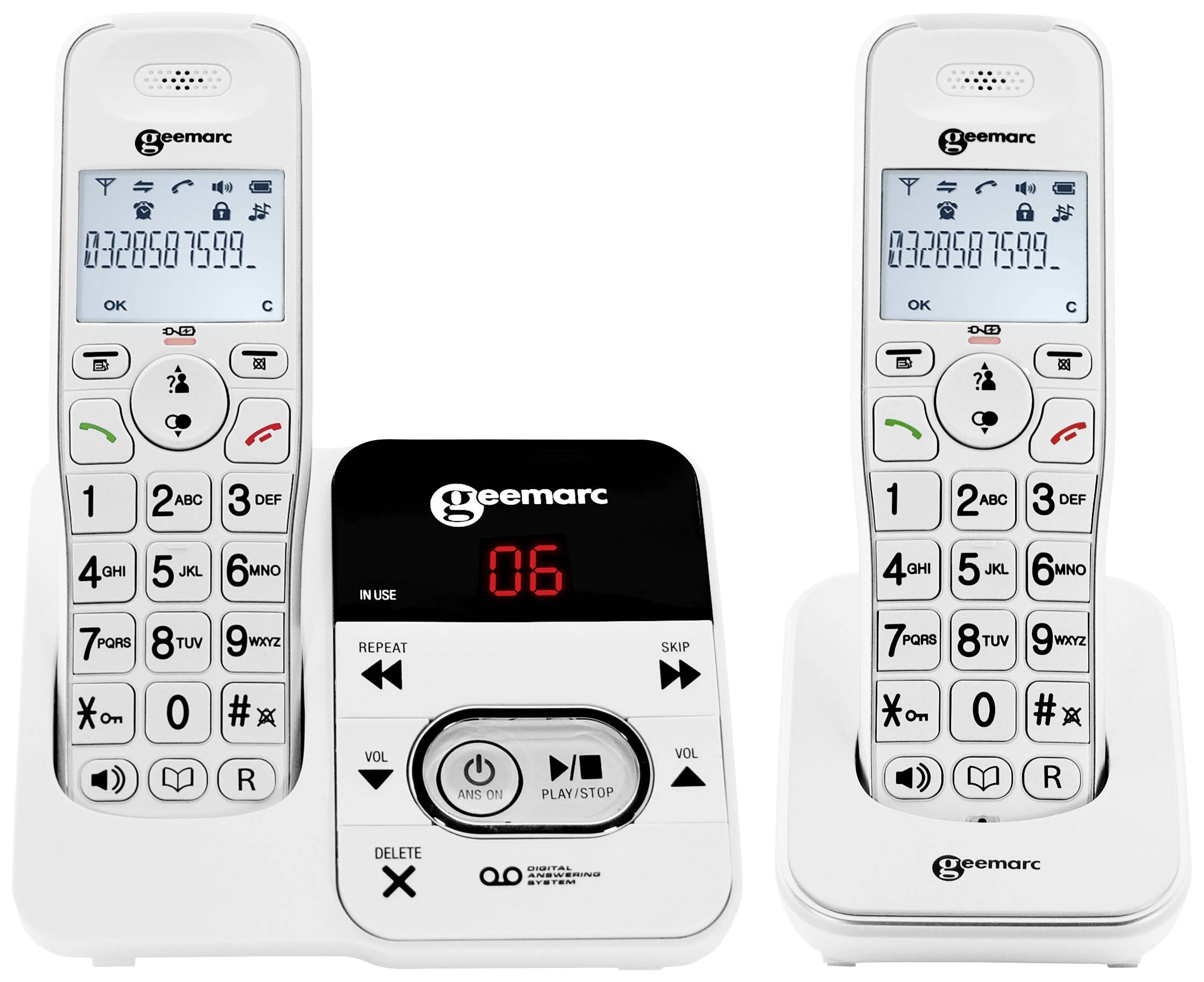 Geemarc AMPLIDECT 295-2 Cordless Big Button Answerphone Backlit White
