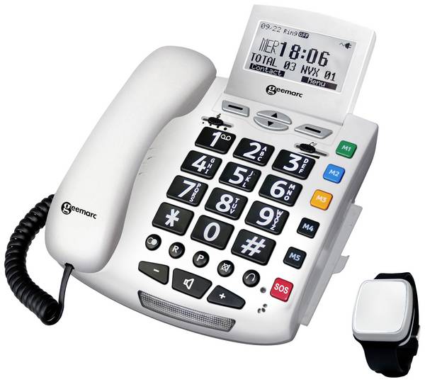 Geemarc Pack SERENTIES Corded Big Button Wrist-worn personal alarm Backlit White