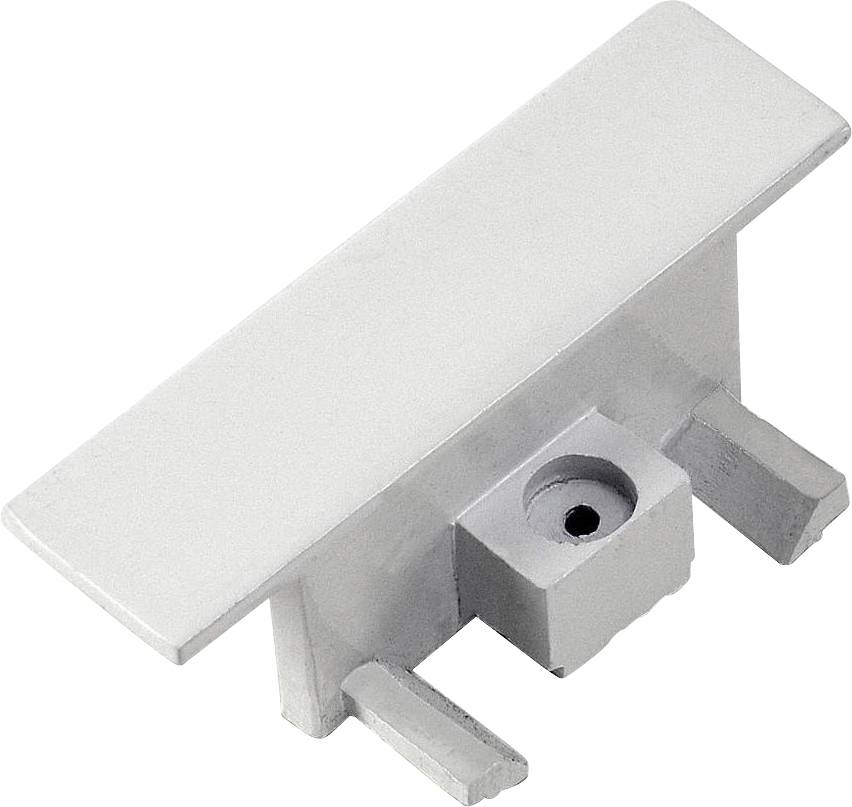 A silver-coloured metal component with rounded edges and a central hole. Potential application in mechanical engineering or electronics.
