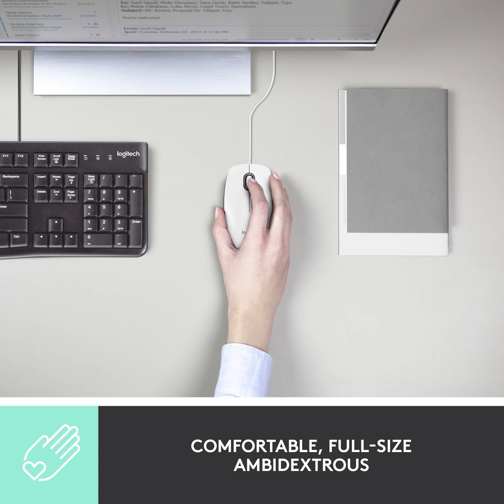 Logitech M100 Mouse USB Optical White 3 Buttons 1000 dpi-2