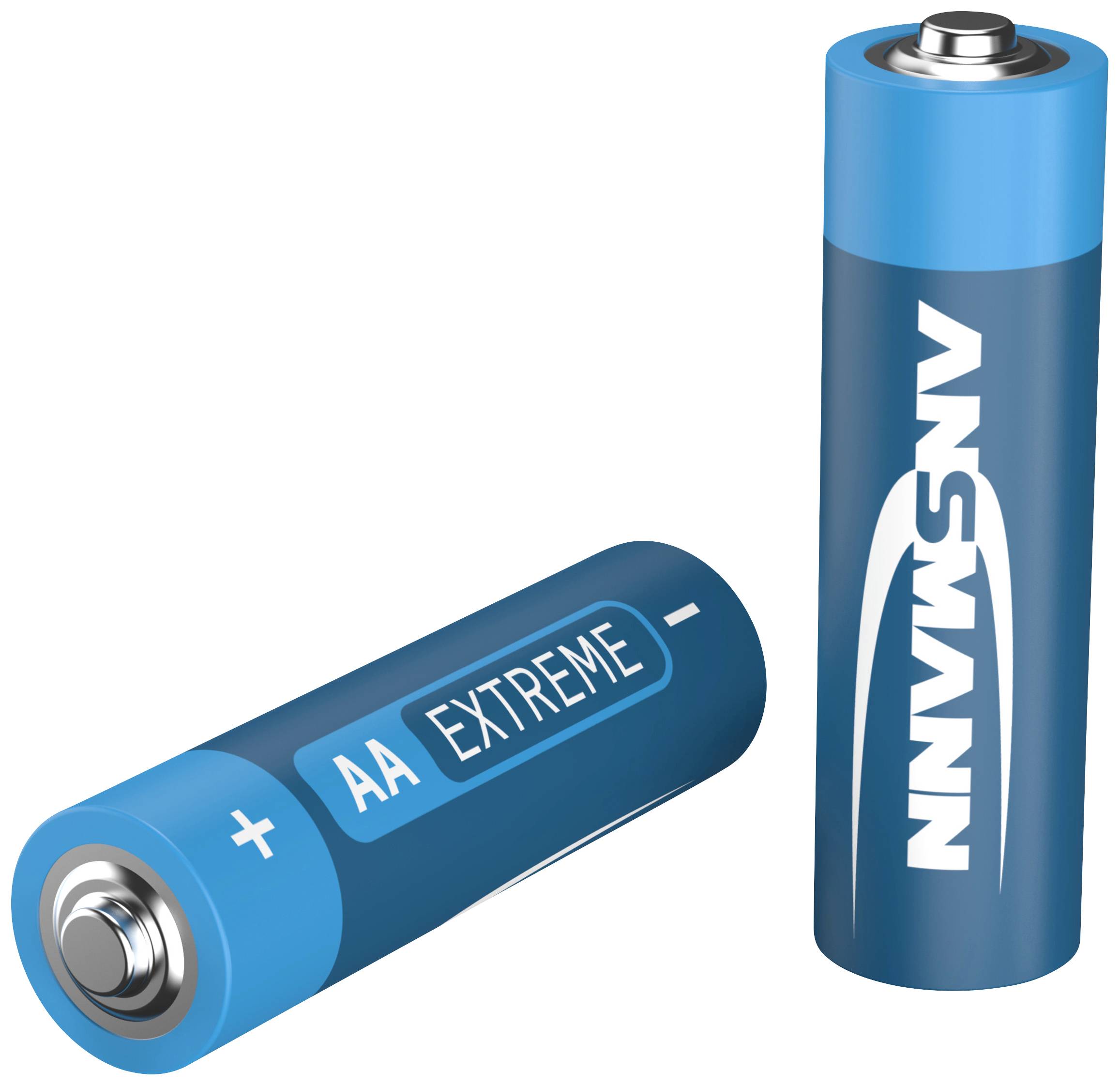 Two blue AA batteries, one standing and one lying down, with the inscription 'EXTREME'.