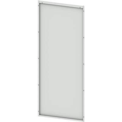 A rectangular, grey metal panel with visible screws along the edges.
