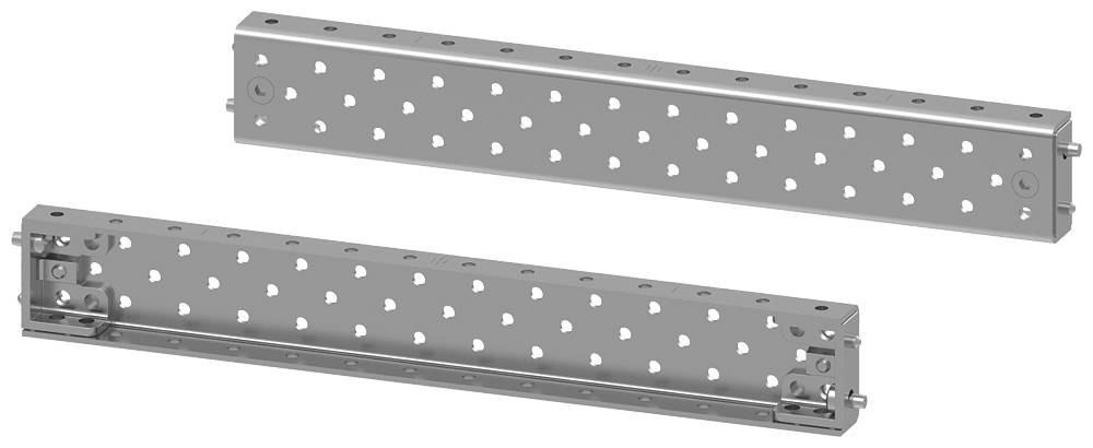 Metal angle with heart-shaped perforated pattern, shown in perspective. Two views display the front and back of the angle.