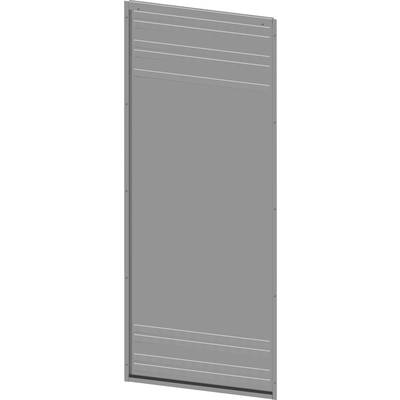 A grey metal plate with vertical and horizontal grooves.