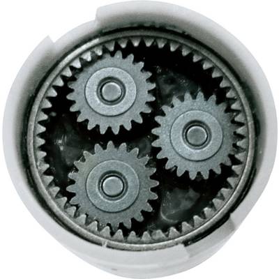 'Triple planetary gearbox with a central sun gear, surrounded by three smaller planet gears within a housing.'