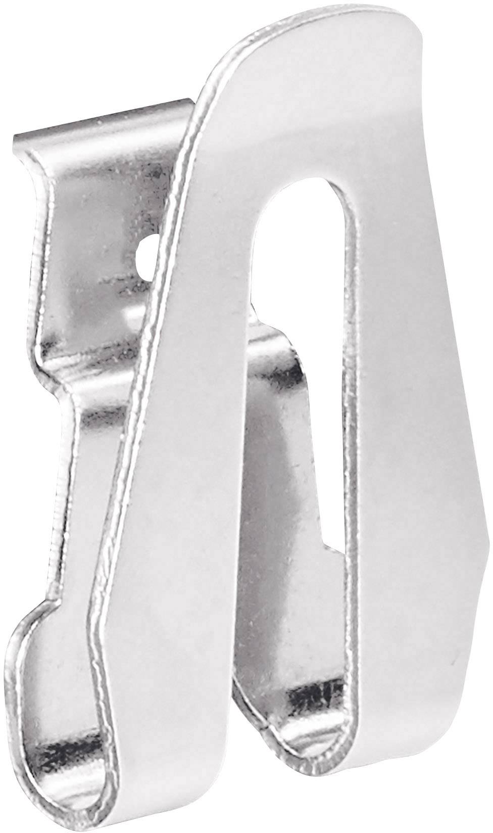 A silver metal paperclip used for fastening papers or small objects.