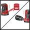 Electric oscillating sander in red and black. An illustration shows the potential connection to a vacuum cleaner attachment.