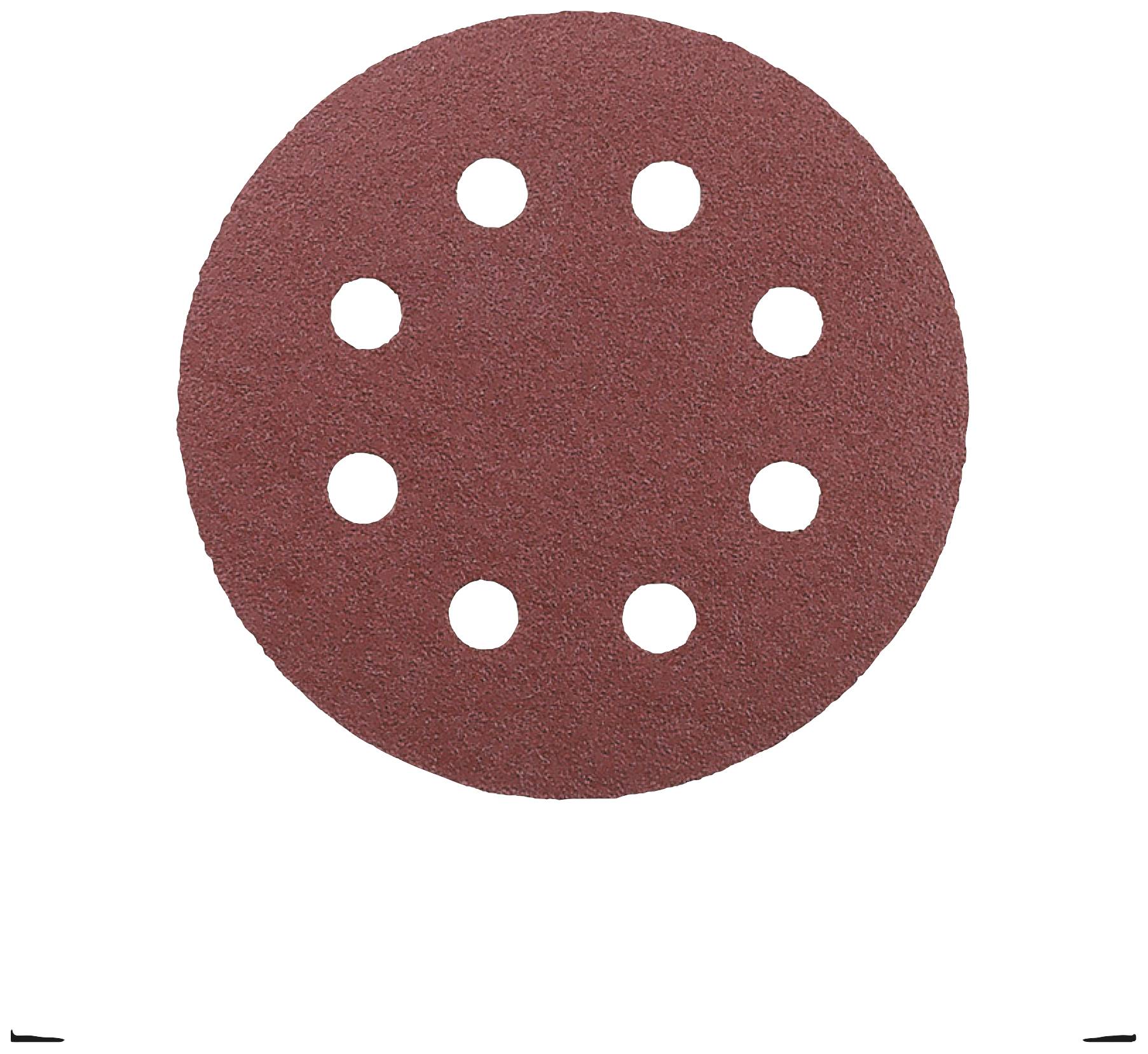 Circular grinding disc with sandpaper surface and eight symmetrically arranged holes. Suitable for grinding machines.