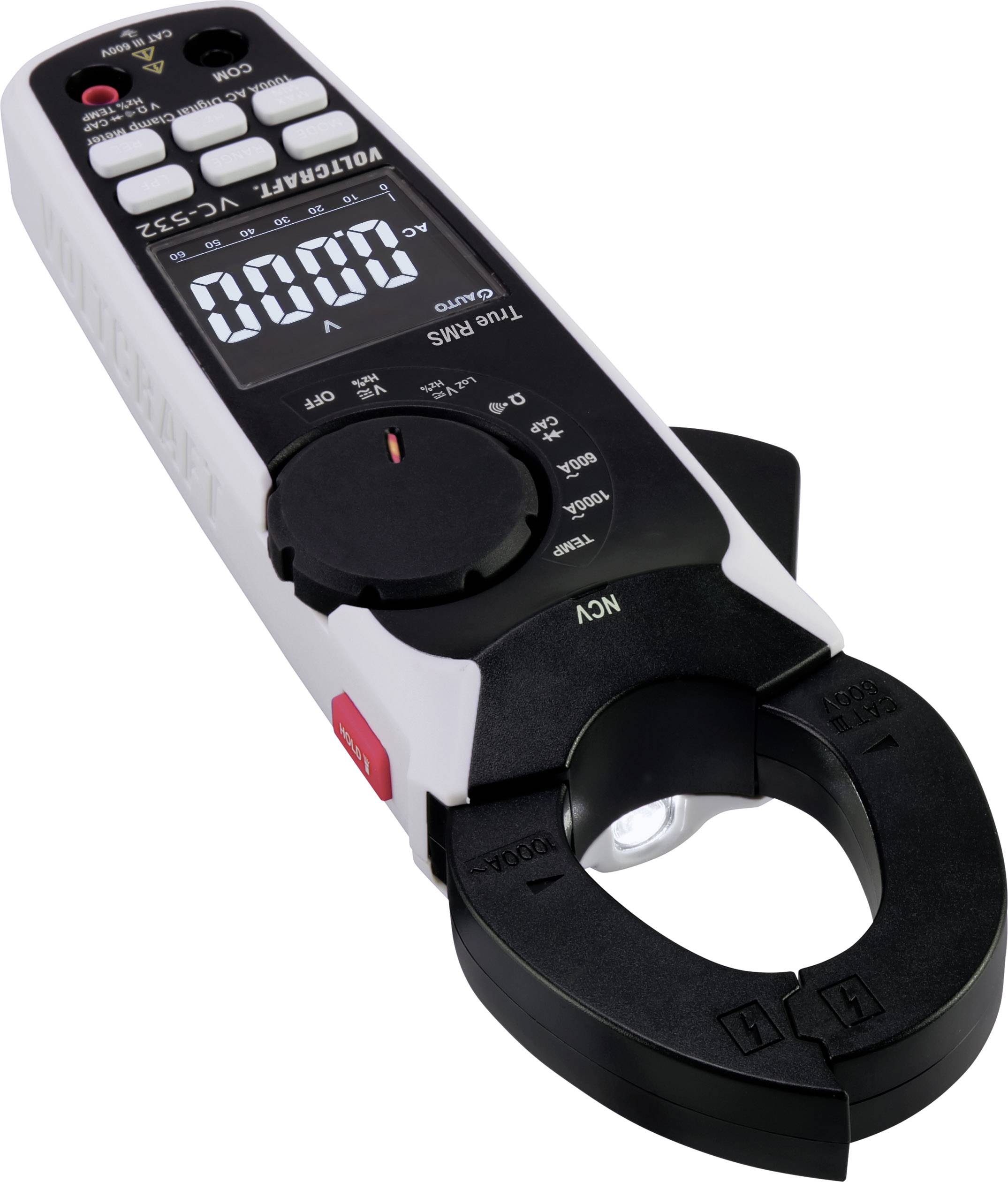 Digital Voltage Meter with Clamp Sensor and Display. Used for measuring electrical voltages and currents.